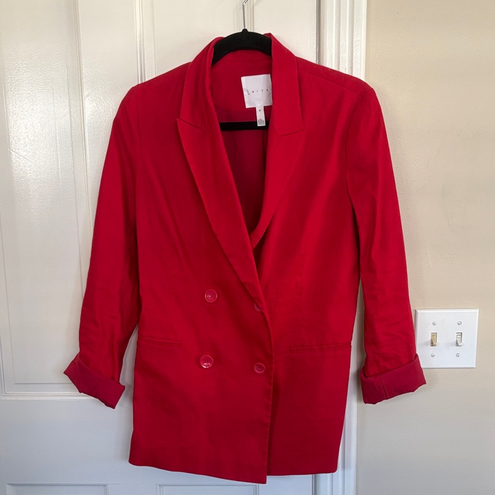 Leith Vibrant Red Doubke Brested Women's Blazer Sz M